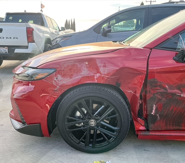 Collision damage before repair